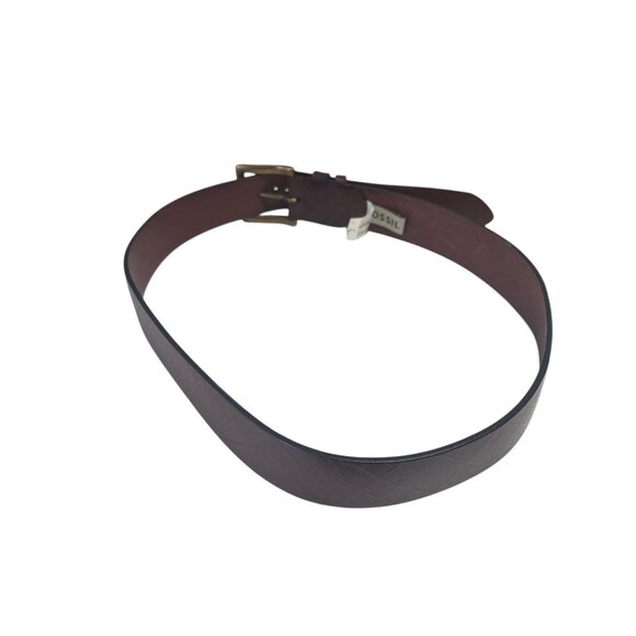 Fossil Mens Brown Genuine Leather Belt With Brass Buckle - Size 32 - Picture 3 of 10